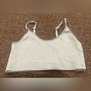 EUC Lucky Brand Womens Gray Ribbed Crop Top Bra M active athletic